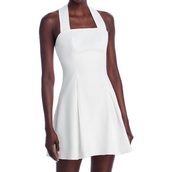 Aqua Dresses & Skirts - Aqua White Halter Neck Sleeveless Mini‎ Dress Cocktail Party
